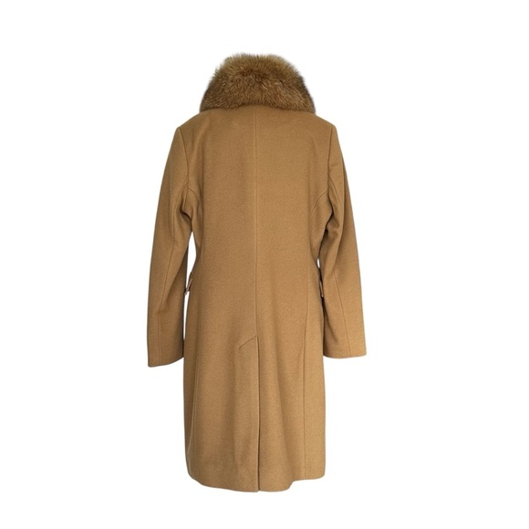 Sachi Collection Women's Dressy Fox Collar Lambswool Coat Carmel Camel Size 10P - Picture 2 of 8